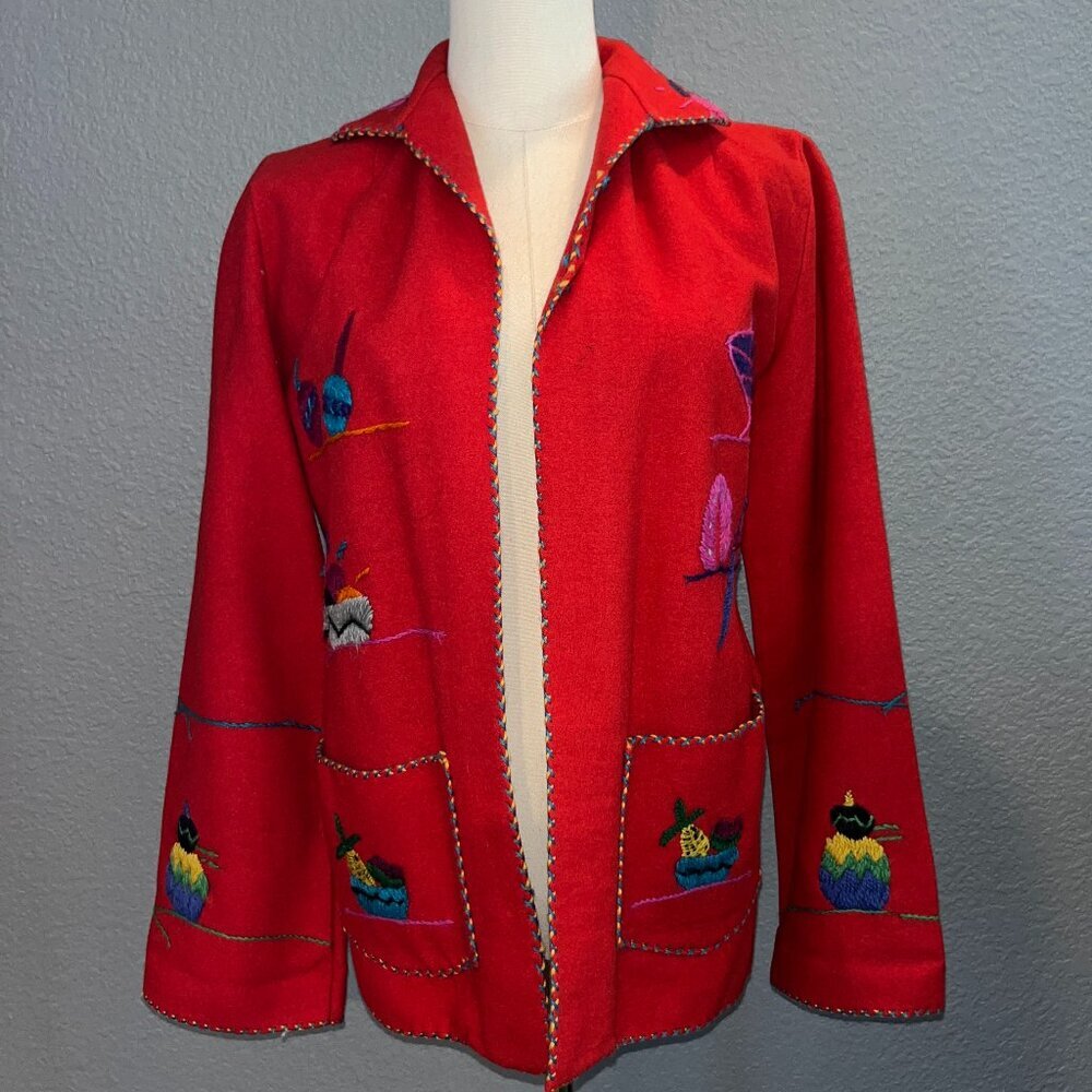 40'S VINTAGE KEYSTONE EXPORT WOOL MEXICAN EMBROIDERED TOURIST SOUVENIR JACKET